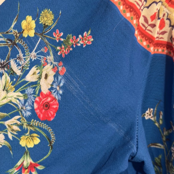 Umgee USA Blue Floral Bell Sleeve Off Shoulder Mini Dress M - Picture 3 of 8